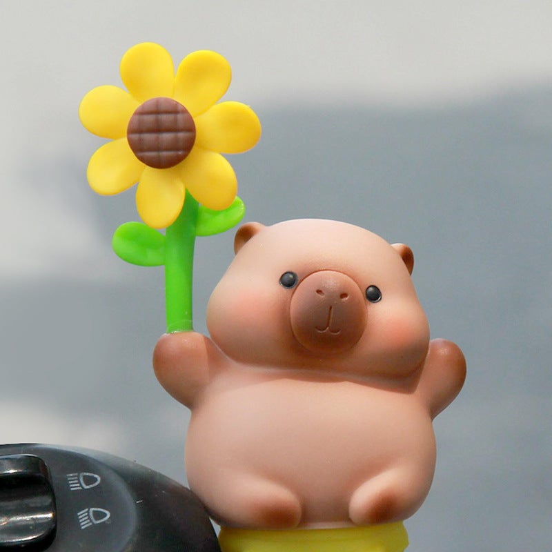 Creative Cartoon Animal Electric Car Ornaments Windmill Park Strap Style Cute Piggy Motorcycle Stroller Decoration - Image 2